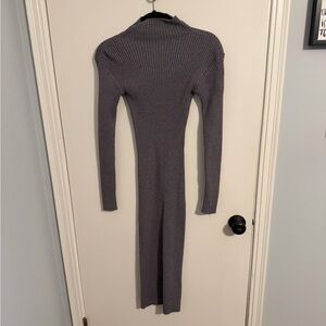 Astr Long Sleeve Gray Knit Dress